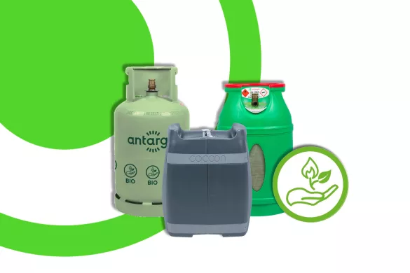 Gasflessen PC10, Calypso, Cocoon gevuld met biopropaan